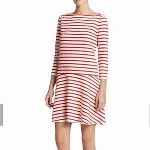 TORY BURCH Red & Ivory Stripped Linen (Knit) Dress /Tunic L